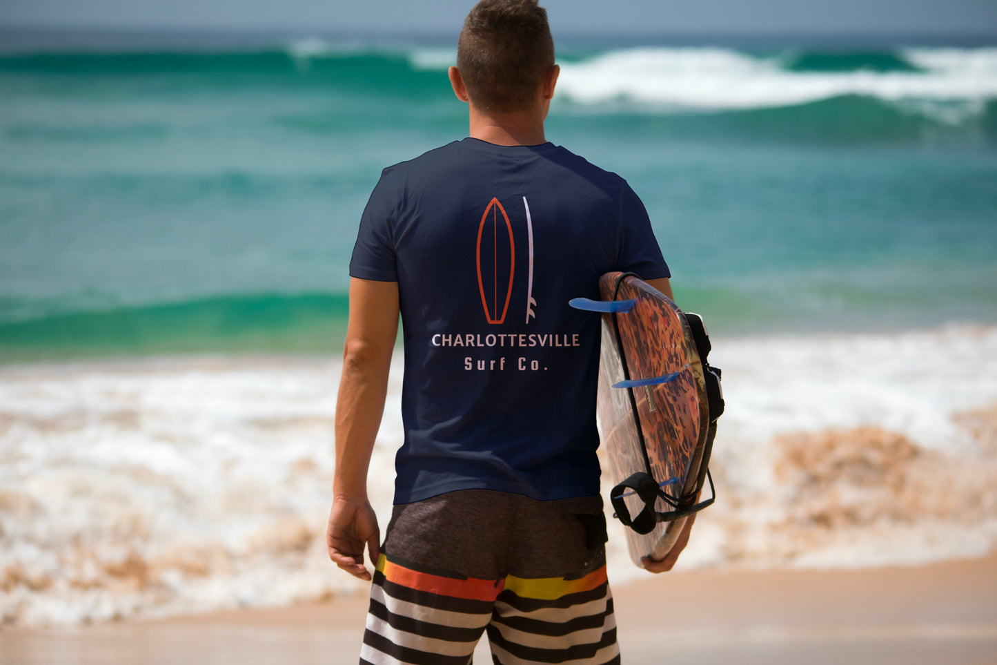 Charlottesville Surf Co. Blue Surfboard Shirt