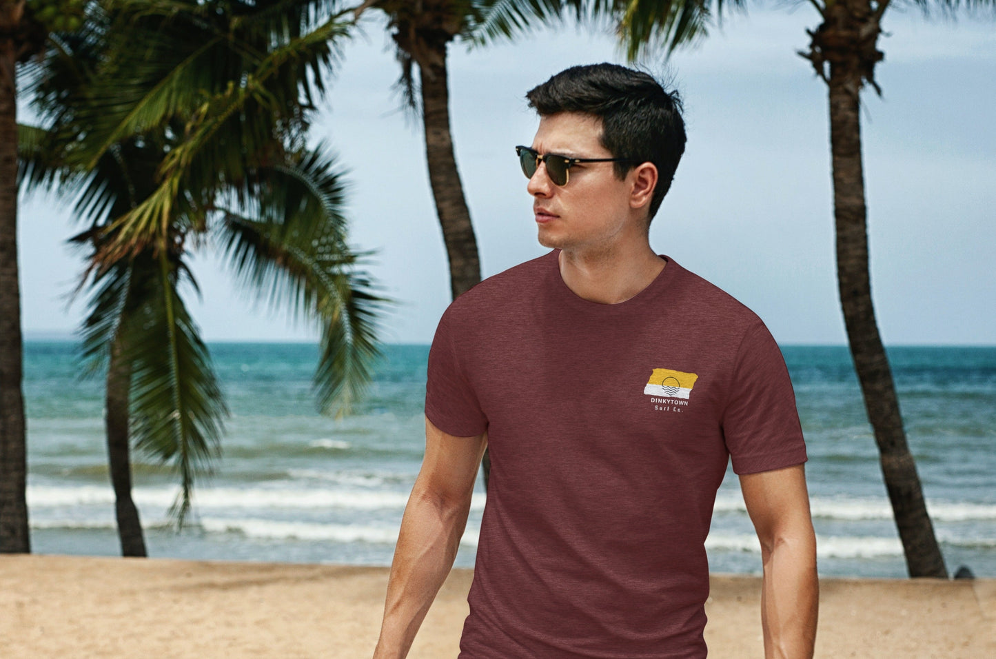 Dinkytown Surf Co. Maroon Surfboard Shirt
