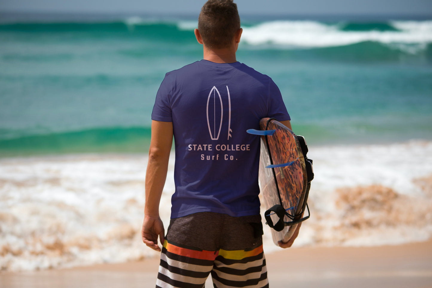 State College Surf Co. Blue Surfboard Shirt