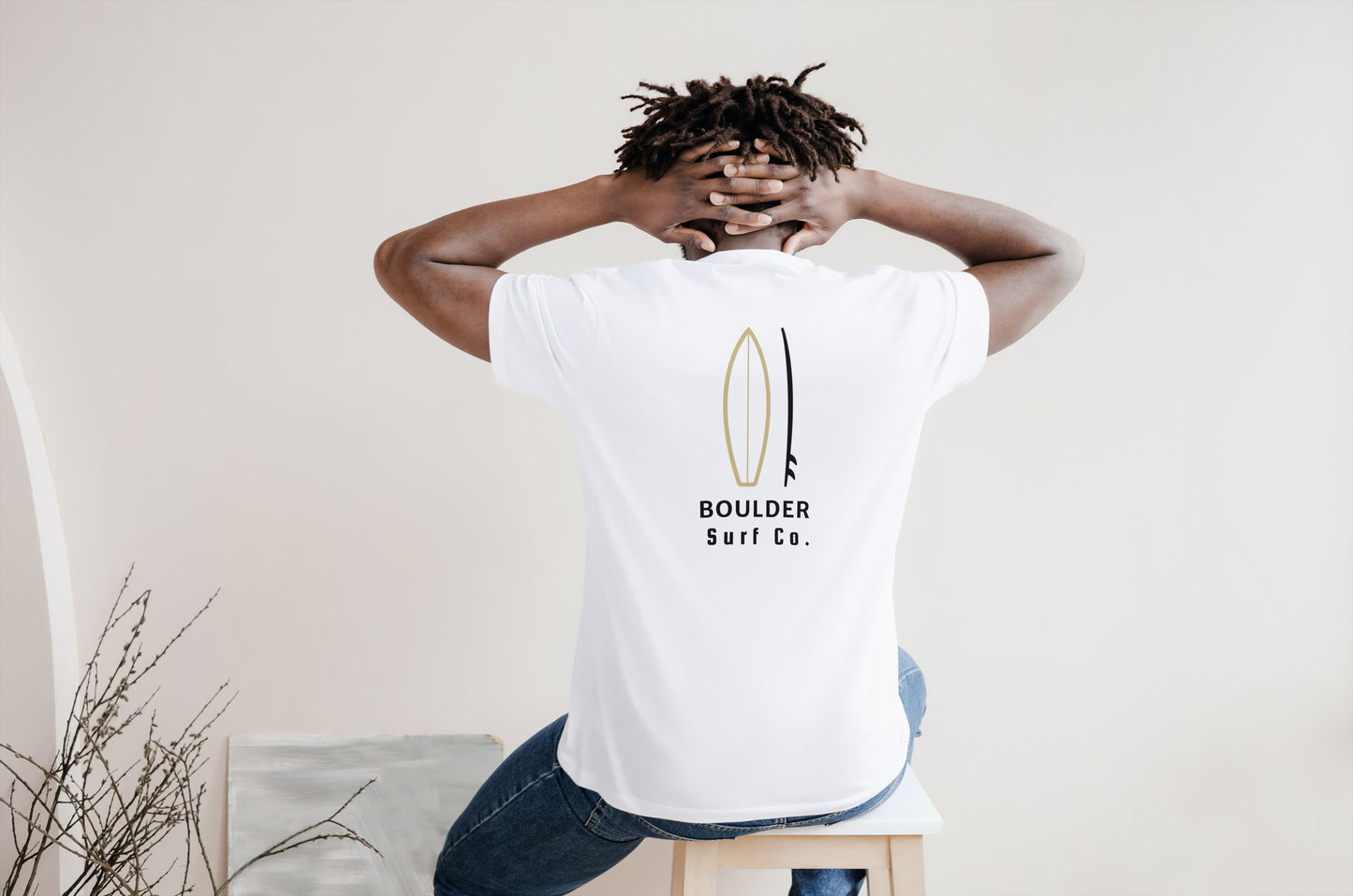 Boulder Surf Co. White Surfboard Shirt