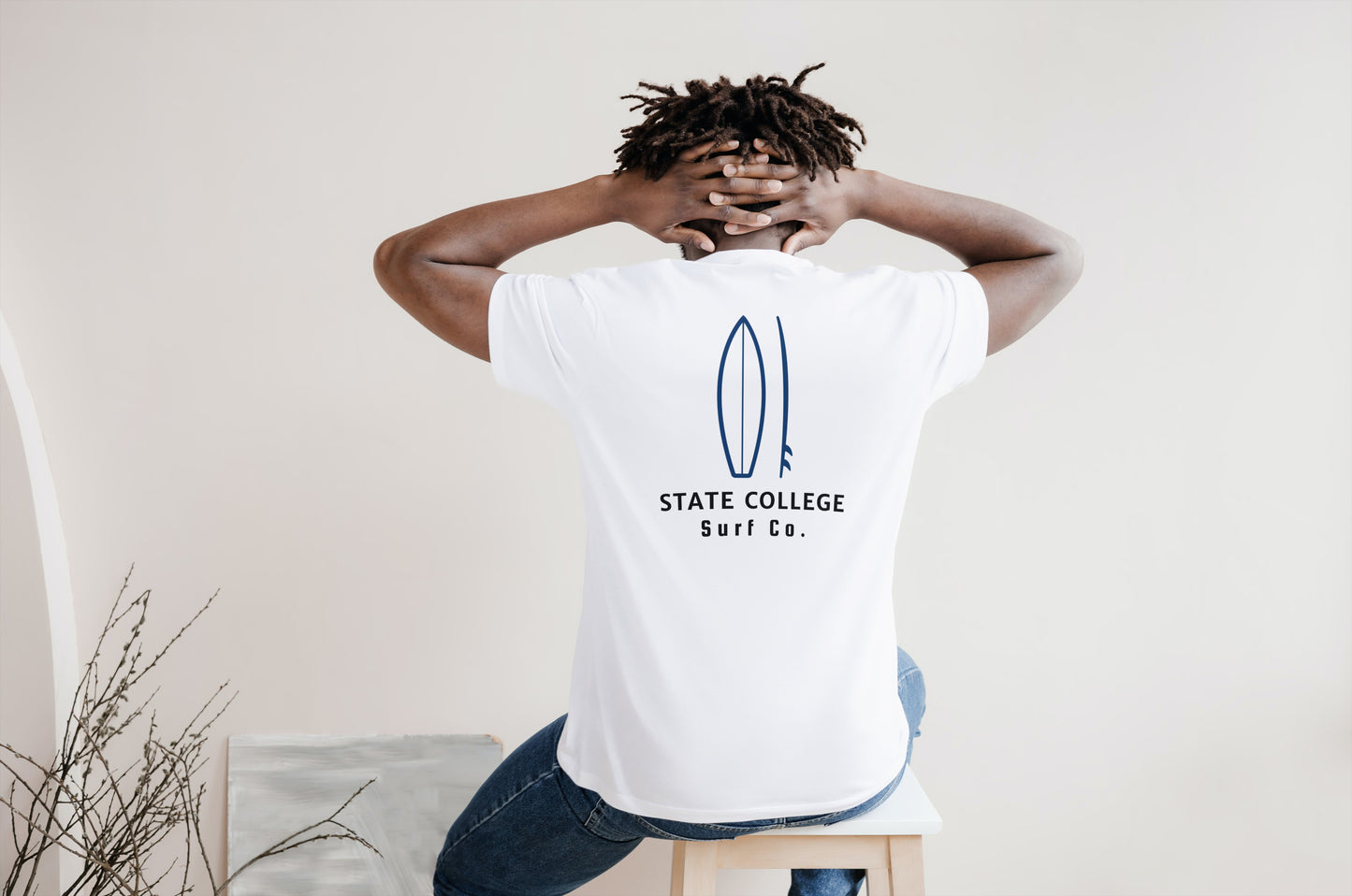 State College Surf Co. White Surfboard Shirt