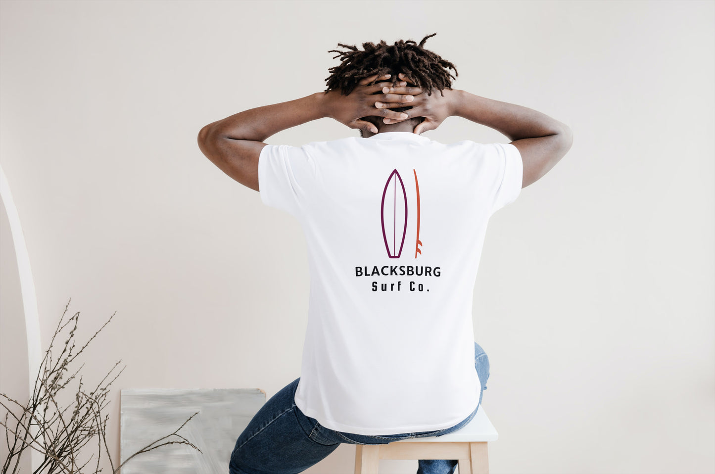Blacksburg Surf Co. White Surfboard Shirt