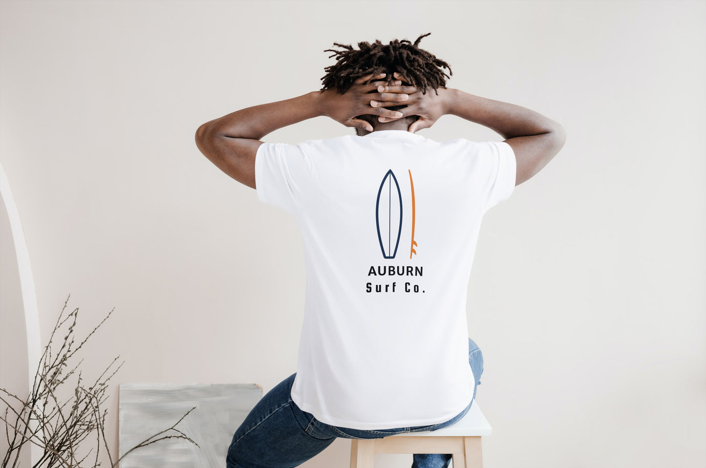 Auburn Surf Co. White Surfboard Shirt