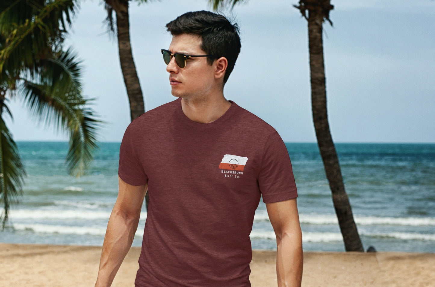 Blacksburg Surf Co. Maroon Surfboard Shirt