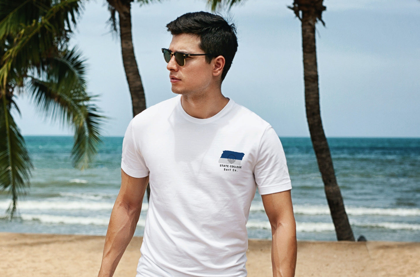 State College Surf Co. White Surfboard Shirt