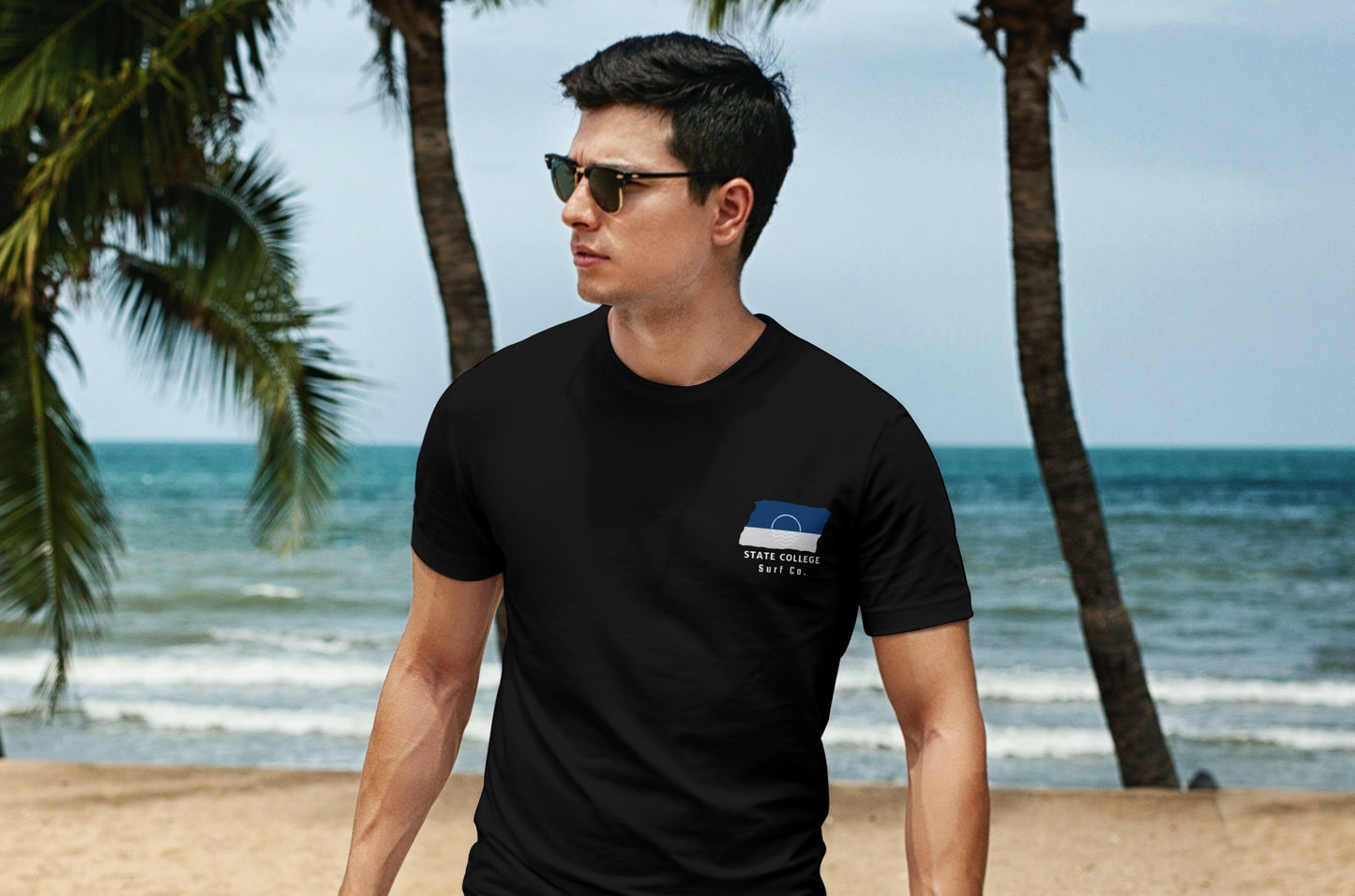 State College Surf Co. Black Surfboard Shirt