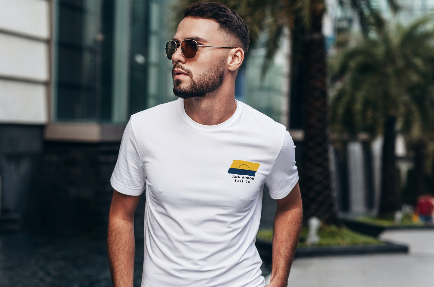 Ann Arbor Surf Co. White Surfboard Shirt