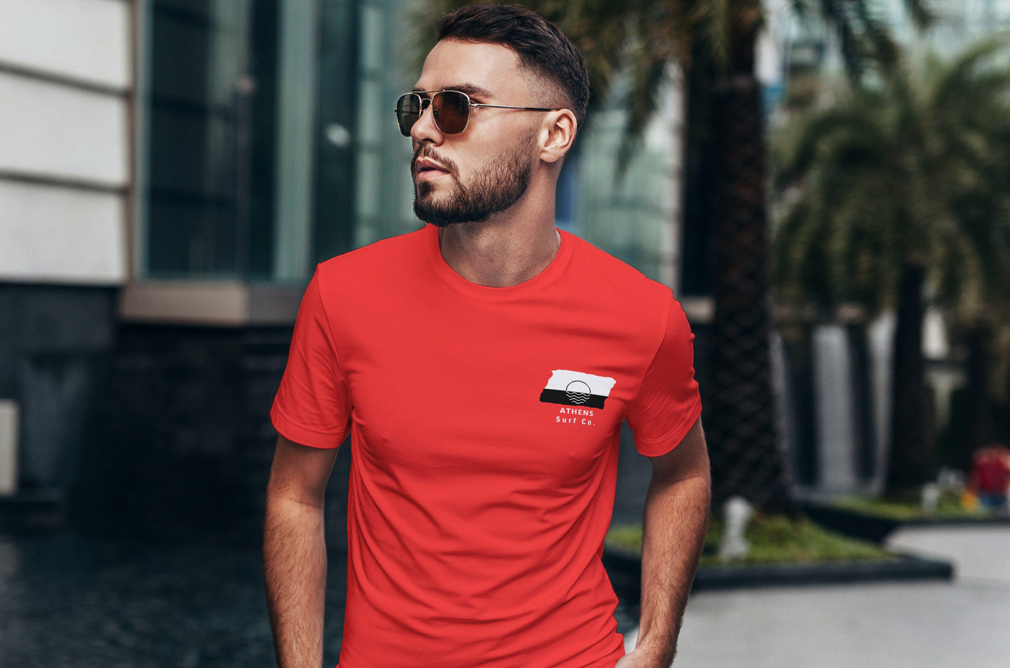 Athens Surf Co. Red Surfboard Shirt