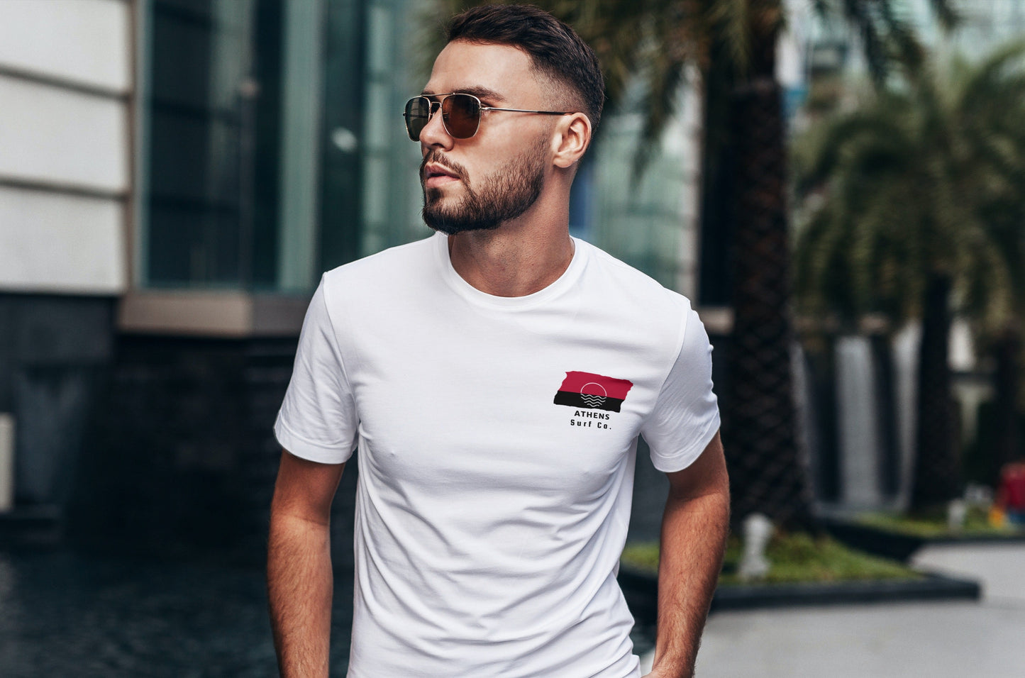 Athens Surf Co. White Surfboard Shirt