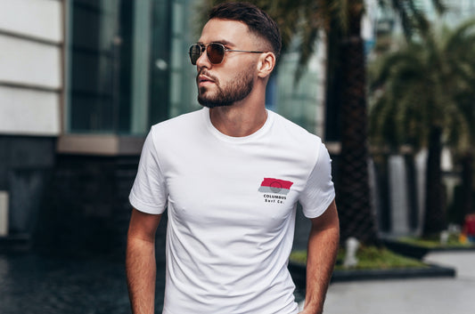 Columbus Surf Co. White Surfboard Shirt