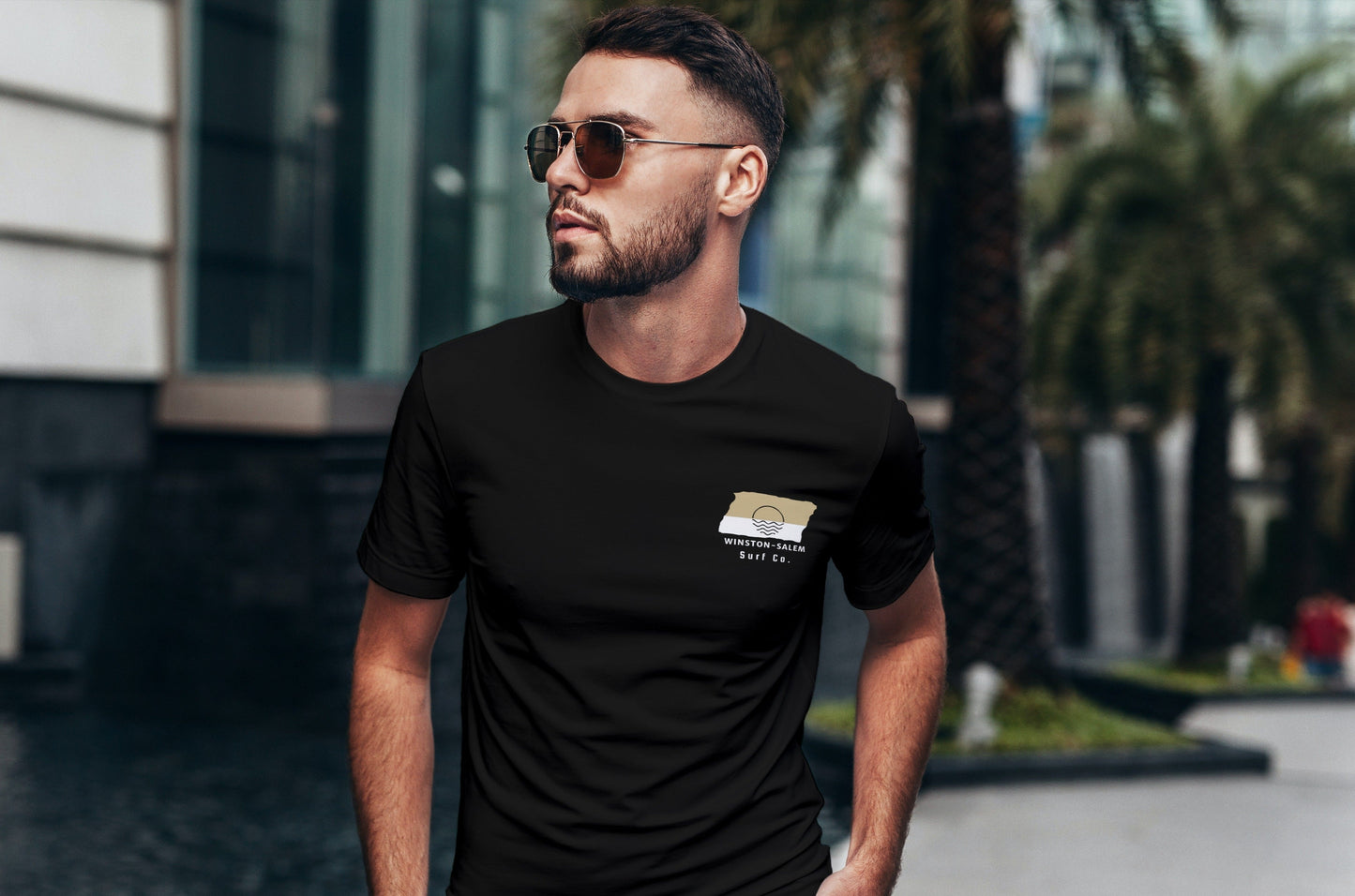 Winston-Salem Surf Co. Black Surfboard Shirt