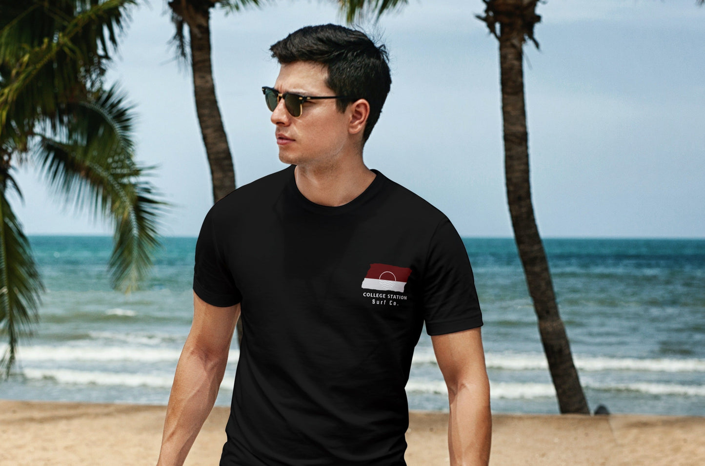 College Station Surf Co. Black Surfboard Shirt
