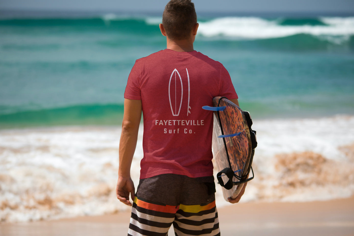 Fayetteville Surf Co. Red Surfboard Shirt