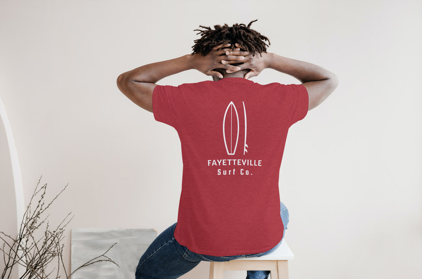 Fayetteville Surf Co. Red Surfboard Shirt