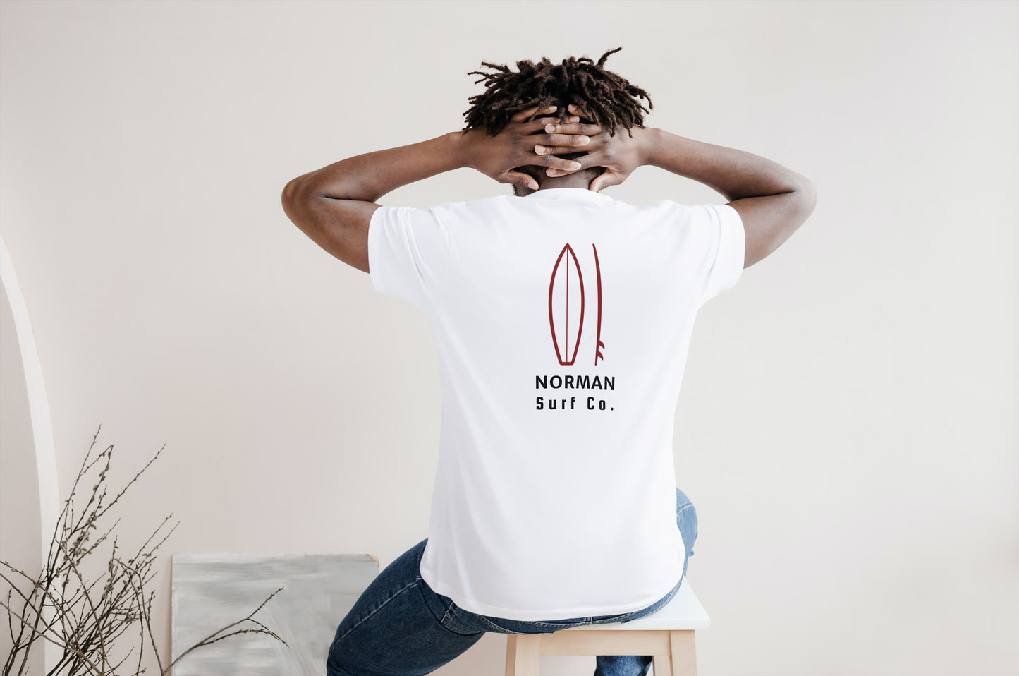 Norman Surf Co. White Surfboard Shirt