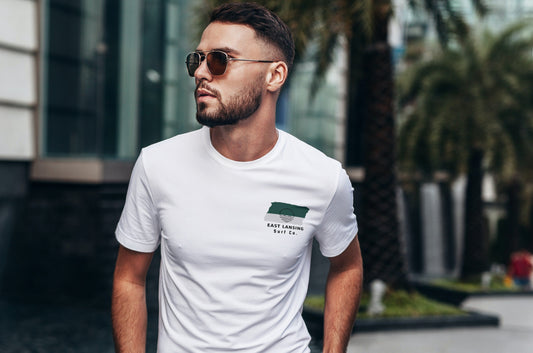 East Lansing Surf Co. White Surfboard Shirt