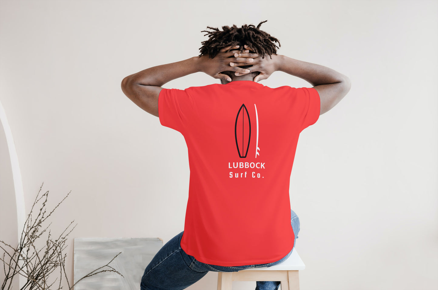 Lubbock Surf Co. Red Surfboard Shirt