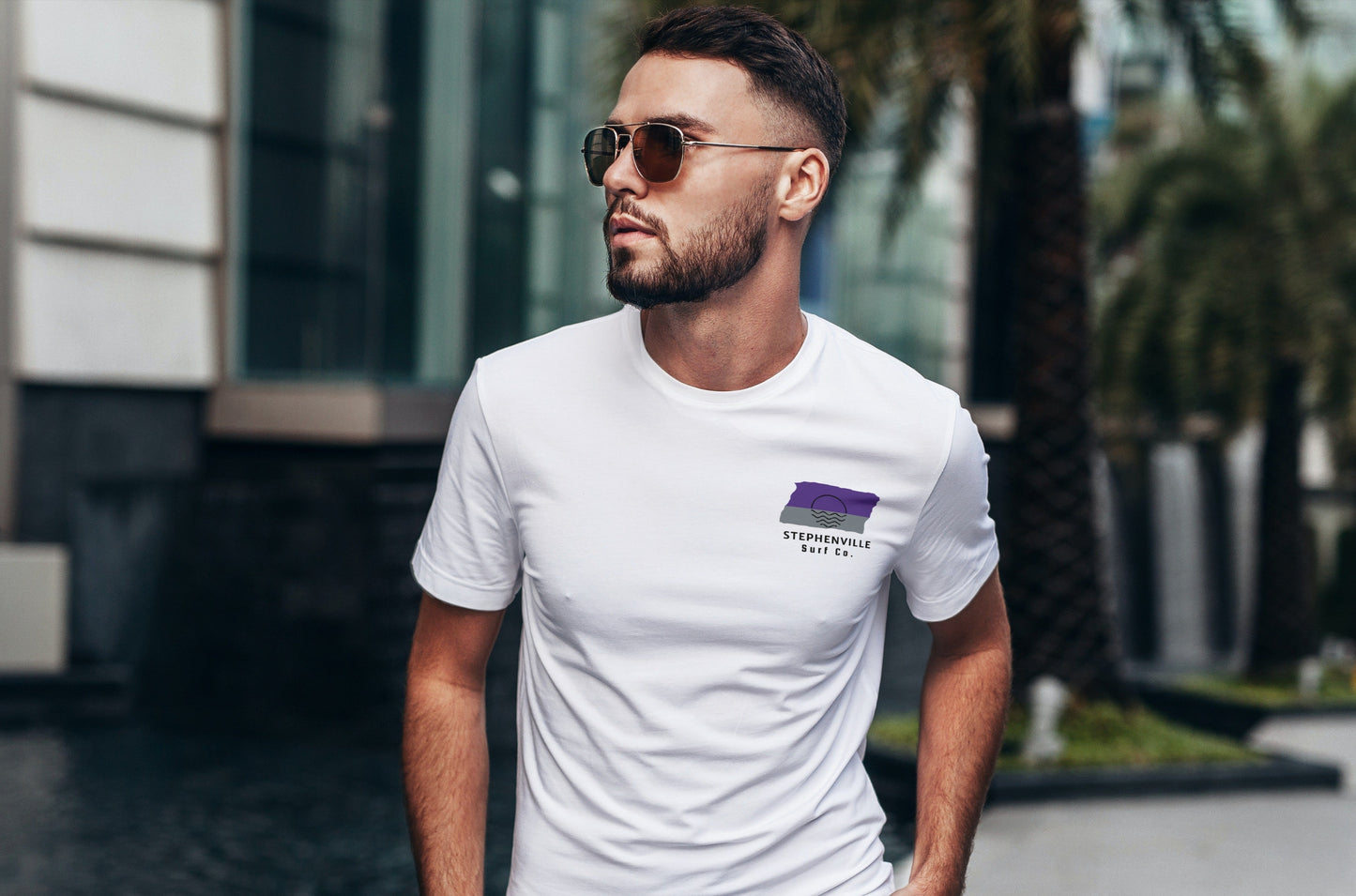 Stephenville Surf Co. White Surfboard Shirt