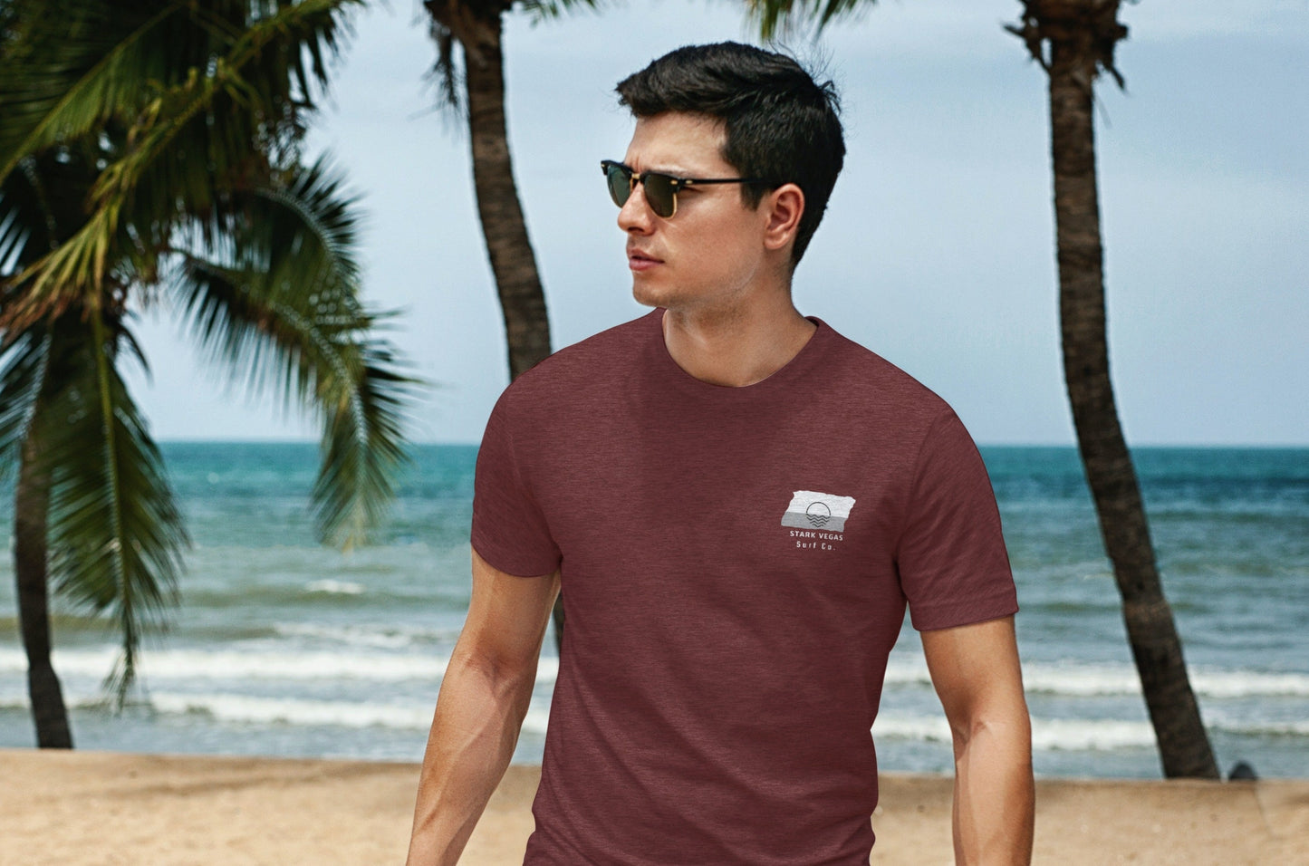 Stark Vegas Surf Co. Maroon Surfboard Shirt