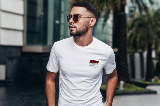 College Station Surf Co. White Surfboard Shirt