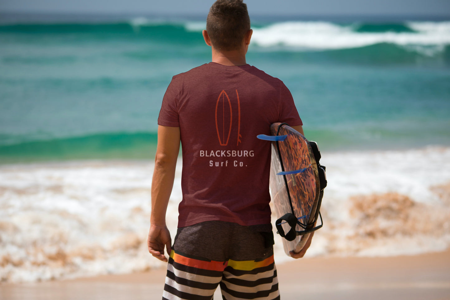 Blacksburg Surf Co. Maroon Surfboard Shirt