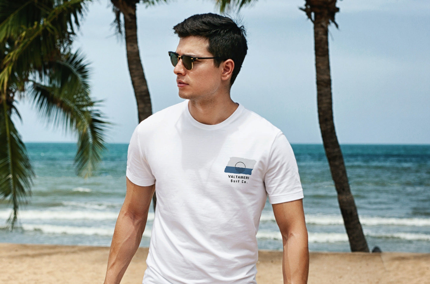 Valtameri Surf Co. White (Blue) Surfboard Shirt