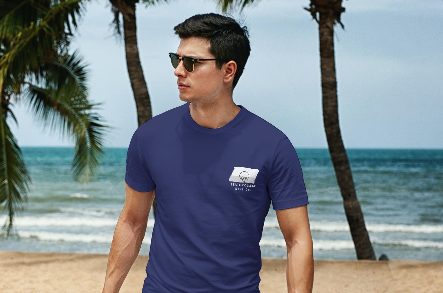 State College Surf Co. Blue Surfboard Shirt