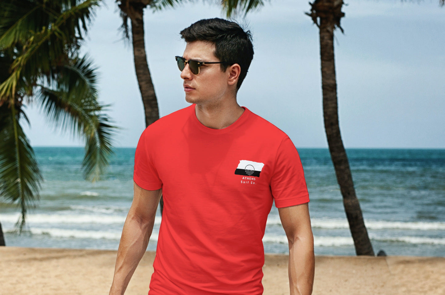 Athens Surf Co. Red Surfboard Shirt