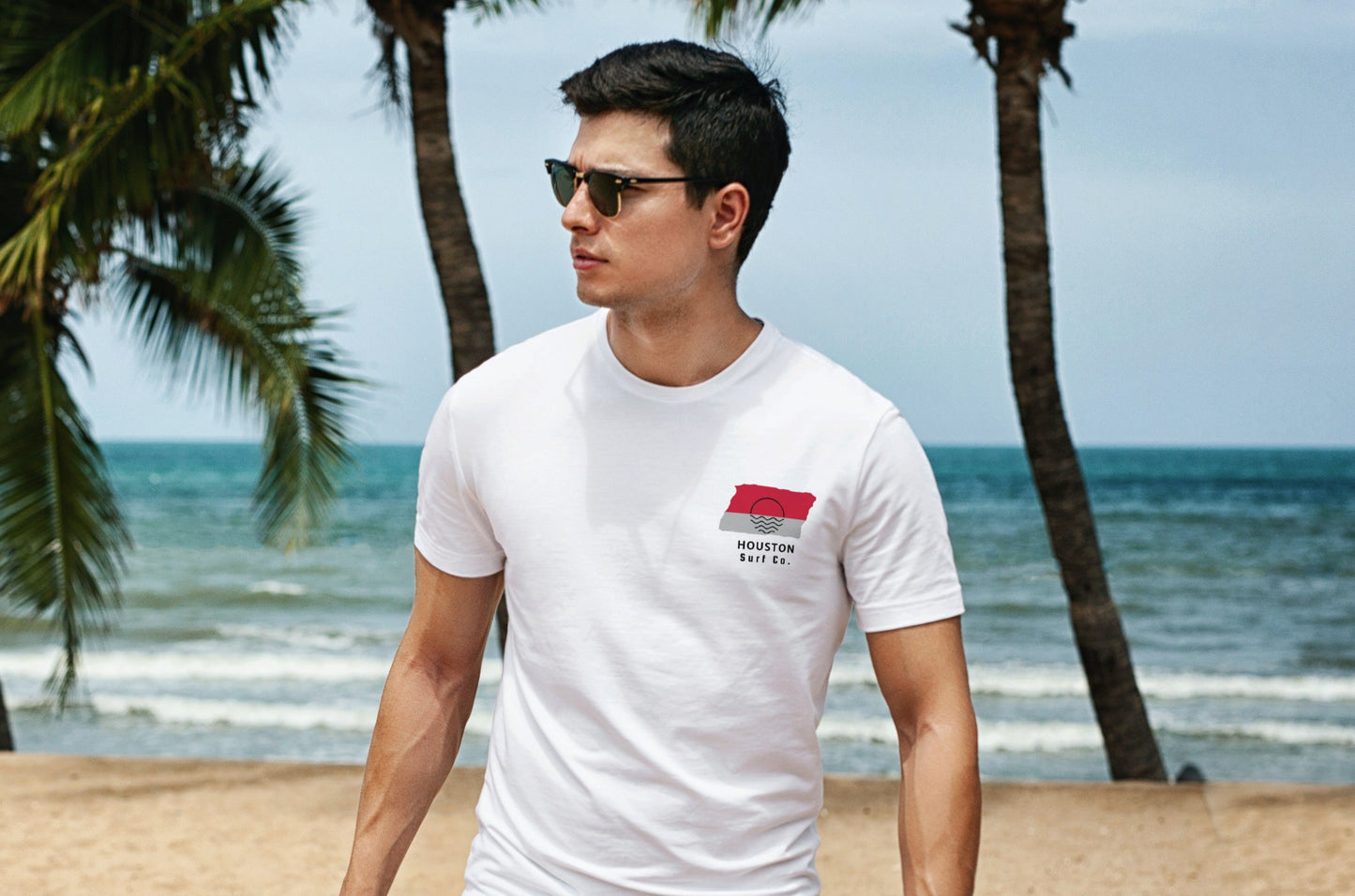 Houston Surf Co. White Surfboard Shirt