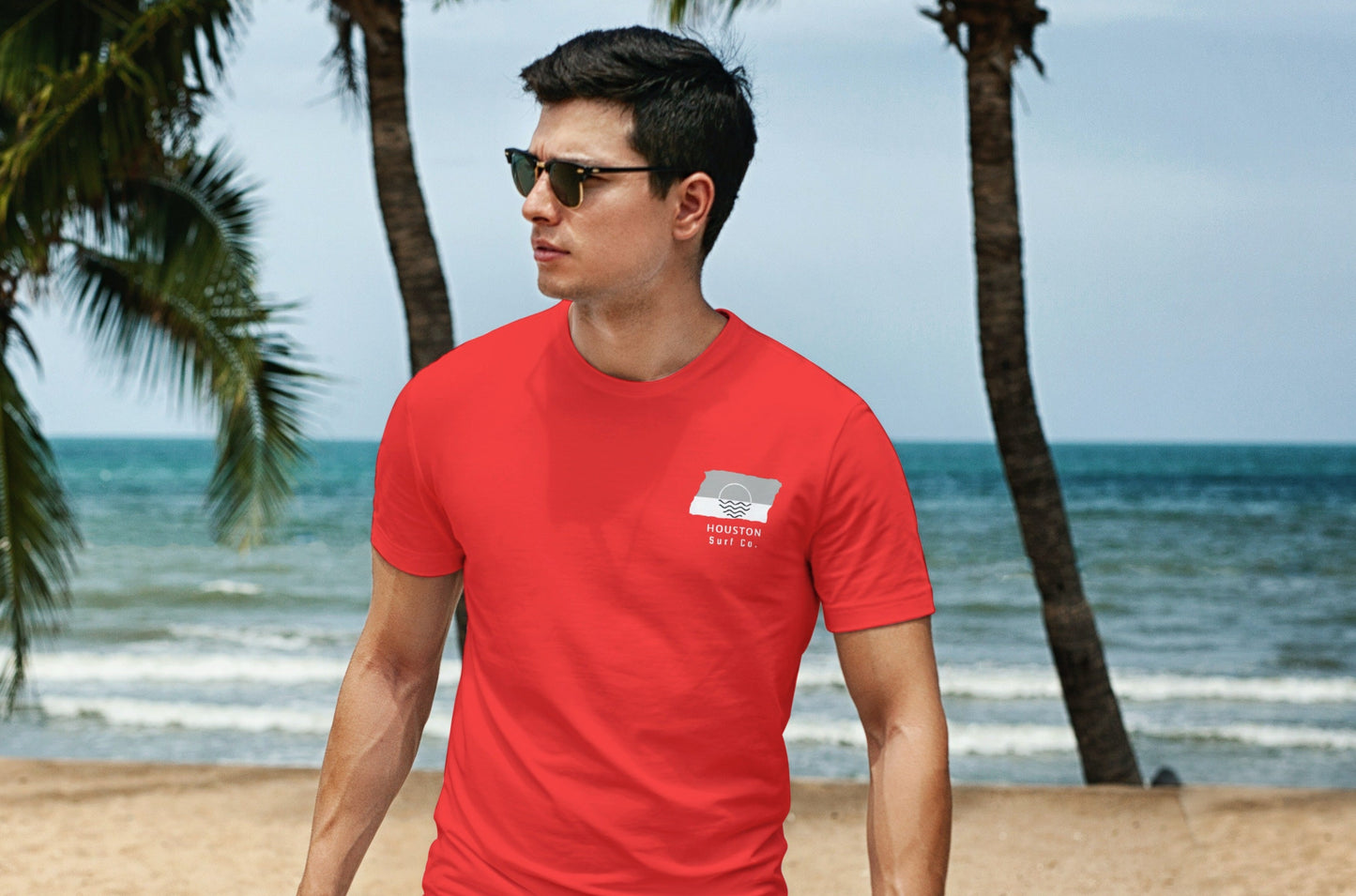 Houston Surf Co. Red Surfboard Shirt